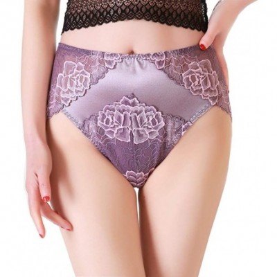 Panties Women 3 Pack Lace Briefs Panties Hi-Cut Underwear Plus Size Full Back Coverage M-XXL - Navy/Purple/Pink - C818T9UM5Z6