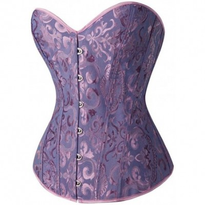 Bustiers & Corsets Women's Underbust Lace Bow Bandage Waist Trainer Corsets Shapewear Front-Closure Body Shaper - Purple - C5...