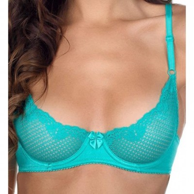 Bras Women's Duet Lace Underwire Demi Bra 16449 36A Pool Green - C711C29VPZN