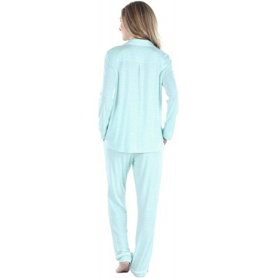 Sets Women's Bamboo 2-Piece Long Sleeve Button-Down Pajama Lounger Set - Cat Tail - C118RDE4KWA