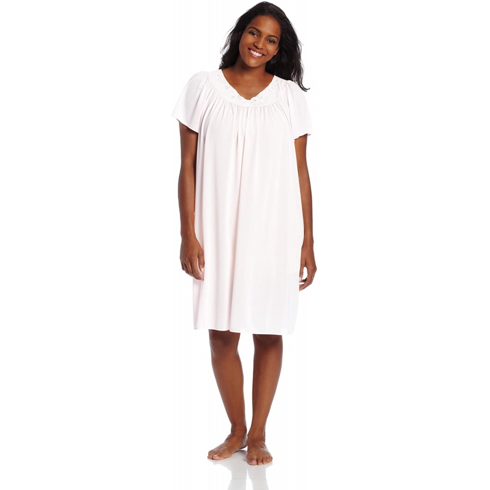 Nightgowns & Sleepshirts Women's Plus Size Tricot Short Nightgown - Pink - CM18Q6HXW38