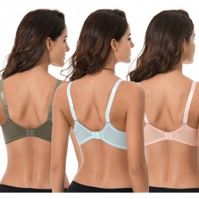 Bras Women's Plus Size Minimizer Unlined Underwire Full Coverage Bra - Green-pink-lt Blue(3 Pack) - C618L0S6W5K