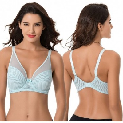 Bras Women's Plus Size Minimizer Unlined Underwire Full Coverage Bra - Green-pink-lt Blue(3 Pack) - C618L0S6W5K