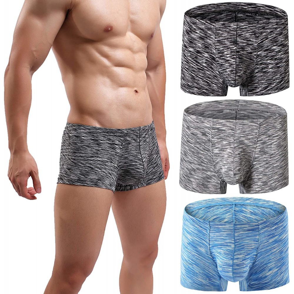 Briefs Men's Underwear Boxer Briefs Breathable Bulge Pouch Underpants Low Rise Elastic - B2black-gray-light Blue - CC18REAKEM3