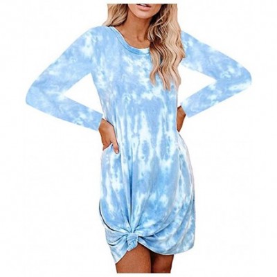 Nightgowns & Sleepshirts Women's 2020 Casual Tie Dyed T-Shirt Dress Summer Short Sleeve Swing Tee Shirt Dress Tunic Tops Mini...