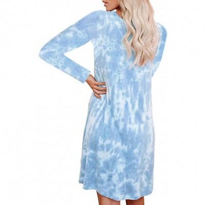 Nightgowns & Sleepshirts Women's 2020 Casual Tie Dyed T-Shirt Dress Summer Short Sleeve Swing Tee Shirt Dress Tunic Tops Mini...