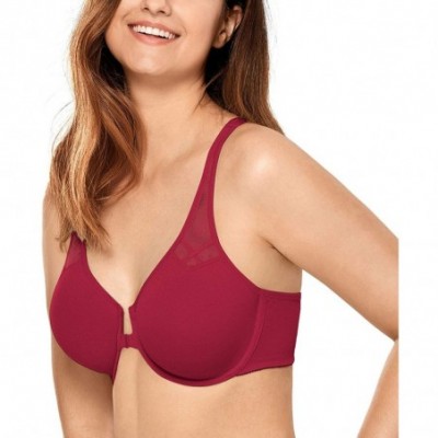 Bras Women's Full Figure Non Padded Seamless Comfort Underwire Racerback Front Closure Bra - Cranberry - CL19CSY5DH7