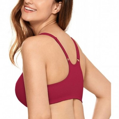 Bras Women's Full Figure Non Padded Seamless Comfort Underwire Racerback Front Closure Bra - Cranberry - CL19CSY5DH7