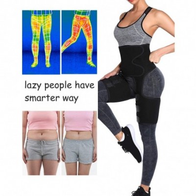 Shapewear Neoprene Sweat 3 in 1 Waist and Thigh Trainer Lose Weight Workout - High WaistBlack - C419CIWW0R7