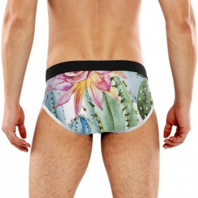 Briefs Men's Briefs Watercolor Cactus Men's Underwear Triangle Print Breathable Briefs - CA19CSKRG0G