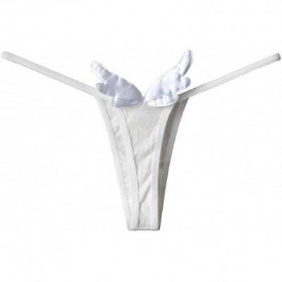 Panties Women's Sexy Thin Belt Panties Low Waist Cotton Sexy Thong Angel Devil Wings - White - CZ19CGY425N