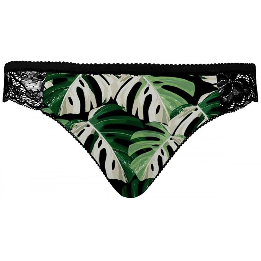 Thermal Underwear Women's Underwear Brief Hipster Pantie Soft Fabric Tropical White Green Monstera Leaf - Multi 1 - C919E7H4S46