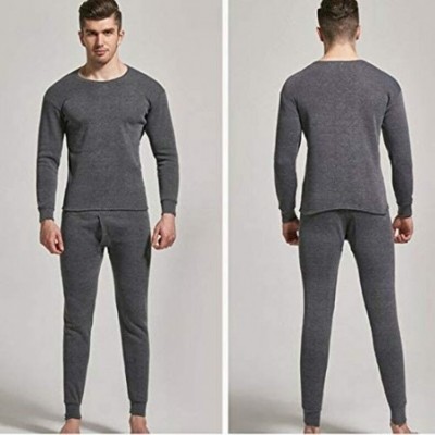 Sleep Sets Men Seamless Elastic Warm Velvet Inner Wear Thermals Underwear Pajama Set for Home - Dark Gray - CU18ASZRLC3