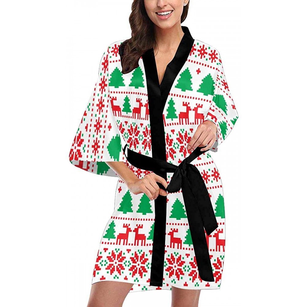 Robes Custom Funny Christmas Women Kimono Robes Beach Cover Up for Parties Wedding (XS-2XL) - Multi 4 - CH194A8KINU