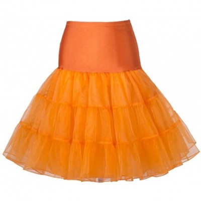 Slips Women's Vintage Underskirt- Retro Rockabilly Petticoat- Knee Length - Orange - C5126A6BPHZ