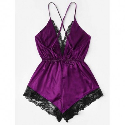 Shapewear 2019 Sexy Lingerie for Women for Sex Women's Lace Chemise Nighty Babydoll Plus Size Sleepwear Dress - 3-purple - CG...