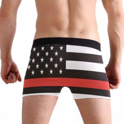 Boxer Briefs Thin Blue & Red Line American Flag Men's Basic Solid Soft Underwear Polyester-Spandex Trunks Boxer Briefs. - Thi...