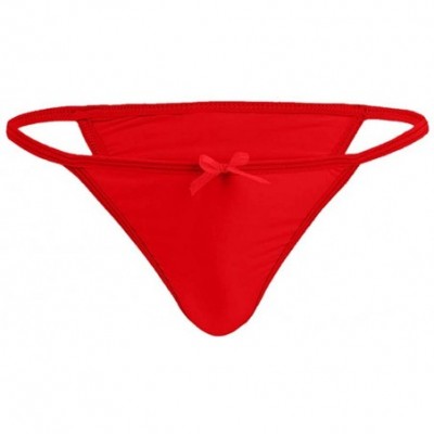 G-Strings & Thongs Men's Sexy G-Strings Erotic Bowknot Thongs Bikini Gay Underwear Nightclub Party - Red - CT18XEYGQ5L