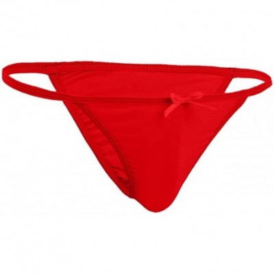 G-Strings & Thongs Men's Sexy G-Strings Erotic Bowknot Thongs Bikini Gay Underwear Nightclub Party - Red - CT18XEYGQ5L