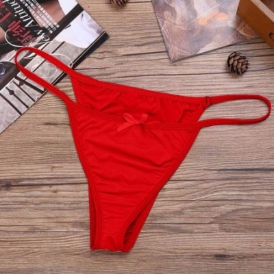 G-Strings & Thongs Men's Sexy G-Strings Erotic Bowknot Thongs Bikini Gay Underwear Nightclub Party - Red - CT18XEYGQ5L