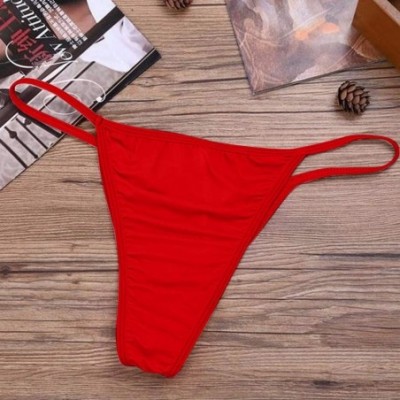 G-Strings & Thongs Men's Sexy G-Strings Erotic Bowknot Thongs Bikini Gay Underwear Nightclub Party - Red - CT18XEYGQ5L