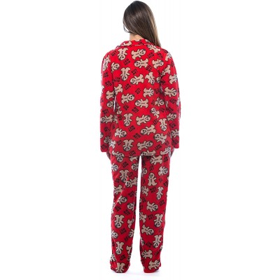 Sets Printed Microfleece Button Front PJ Pant Set with Socks - Red - Bite Me Gingergirl - C5184H3UARL