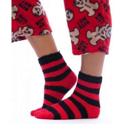 Sets Printed Microfleece Button Front PJ Pant Set with Socks - Red - Bite Me Gingergirl - C5184H3UARL