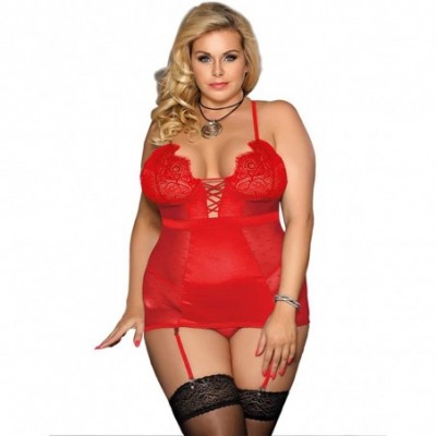 Baby Dolls & Chemises Women Plus Size Strapless Shoulder Sleeveless Irregular Tops - Red - CX18Q8O2N5E