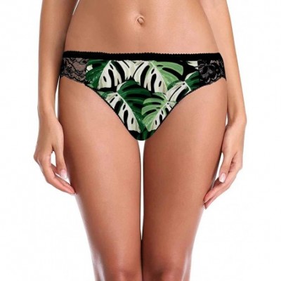 Thermal Underwear Women's Underwear Brief Hipster Pantie Soft Fabric Tropical White Green Monstera Leaf - Multi 1 - C919E7H4S46