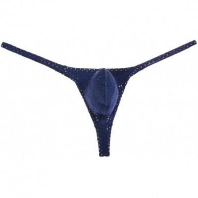 G-Strings & Thongs Men's Breath Hole Thong Bulge Pouch Bikini G-String Underwear T-Back Male Micro T-Back Thongs - Dark Blue ...