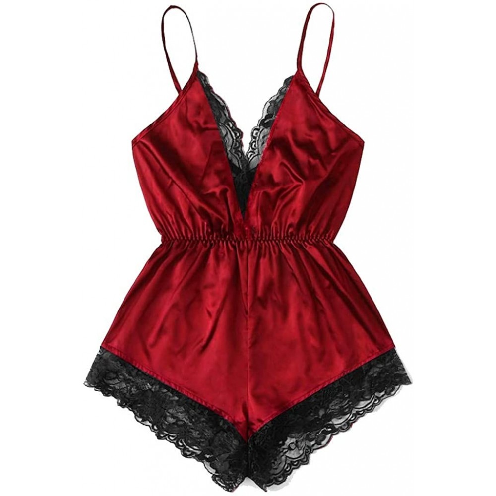 Shapewear 2019 Sexy Lingerie for Women for Sex Women's Lace Chemise Nighty Babydoll Plus Size Sleepwear Dress - 4-red - CW18N...