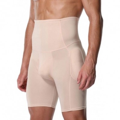 Shapewear Men Padded Enhancer Boxer Briefs High Waist Compression Trunk Underwear Butt Lifter - Light Tan - C518XU520RH