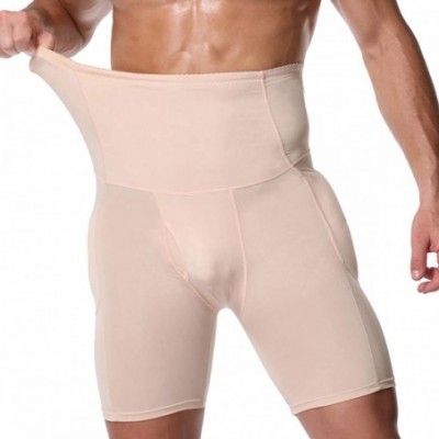 Shapewear Men Padded Enhancer Boxer Briefs High Waist Compression Trunk Underwear Butt Lifter - Light Tan - C518XU520RH