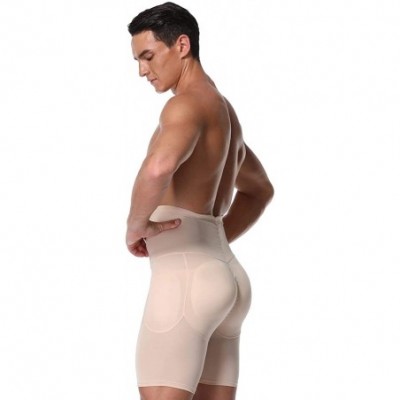 Shapewear Men Padded Enhancer Boxer Briefs High Waist Compression Trunk Underwear Butt Lifter - Light Tan - C518XU520RH