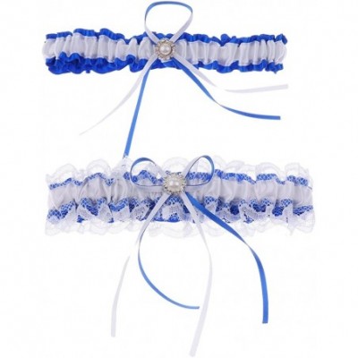 Garters & Garter Belts Garter Tie Souvenir Pulled Rhinestone Feather for Party - Navy Blue - CF19CSTTHEX