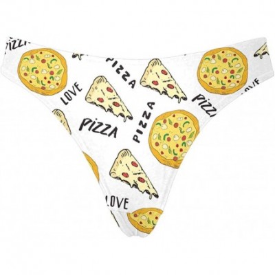 Panties Women's Thong Underwear Stretchy Panties Pizza Slice Doodles and Words Background - Style 1 - C818RG9767R