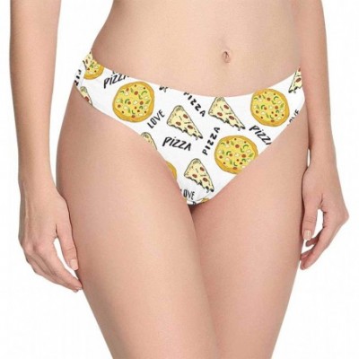 Panties Women's Thong Underwear Stretchy Panties Pizza Slice Doodles and Words Background - Style 1 - C818RG9767R