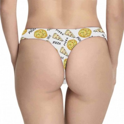 Panties Women's Thong Underwear Stretchy Panties Pizza Slice Doodles and Words Background - Style 1 - C818RG9767R