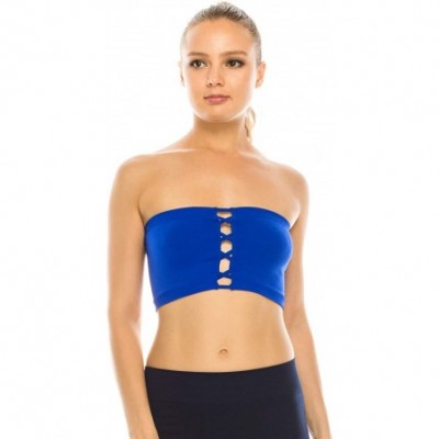 Camisoles & Tanks Front Lace Up Bandeau Tube Top- UV Protective Fabric UPF 50+ (Made with Love in The USA) - Cobalt - CH186N6...