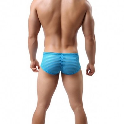 Boxer Briefs Mens Small Boxer Briefs Sexy Low Waist U Convex Breathable Translucent - Blue - CK12EMT5TV1