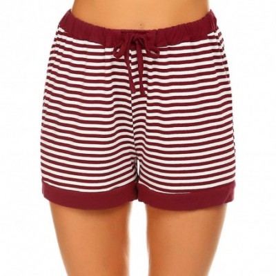 Bottoms Womens Pajama Shorts Cotton Sleep Shorts Eastic Stripe Pajamas Bottom - 01 Red Shorts - CV18SX62TKA