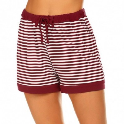 Bottoms Womens Pajama Shorts Cotton Sleep Shorts Eastic Stripe Pajamas Bottom - 01 Red Shorts - CV18SX62TKA