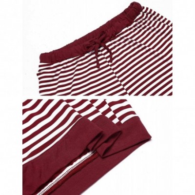 Bottoms Womens Pajama Shorts Cotton Sleep Shorts Eastic Stripe Pajamas Bottom - 01 Red Shorts - CV18SX62TKA