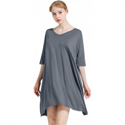 Nightgowns & Sleepshirts Women's Nightdresses Nightshirts Dressing Gown- Nightwear Pyjamas- Lingerie Sleepwear - Gray - C6199...