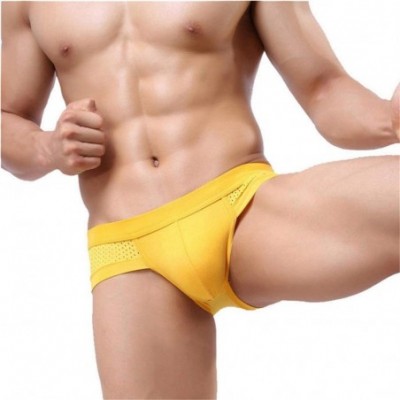 Briefs Men Sexy Cotton Underwear Shorts Underpants Soft Briefs New Boxershorts Homme Male Panties Bokserki - Yellow - CF19E79...