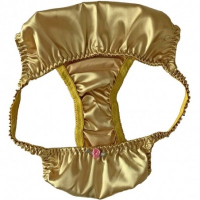 Panties Women's Tanga Bikini Briefs Satin Panties - Gold - C018O04S5LH