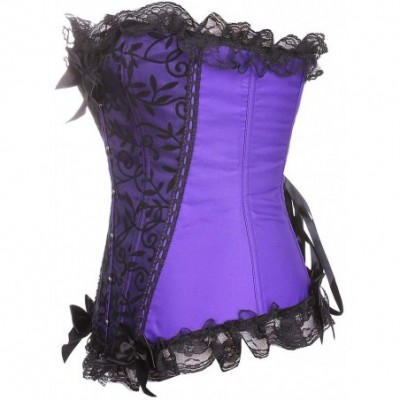 Bustiers & Corsets Women's Bustier Corset Waist Trainer Vintage Lady Latex Corselet Ruffle Lace Trim Tops Plus Size Bridal Se...