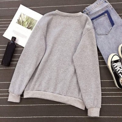 Tops Unisex Men Women Casual Long Sleeve O-Neck Tops Printed Sweatshirt Pullover - Gray - CU18WWMMYOA