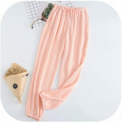 Sets Couples Cotton Gauze Crepe Pyjamas Women Spring and Summer Pajama Pants Clothing B - Female Orange - CQ18YCTEIQC