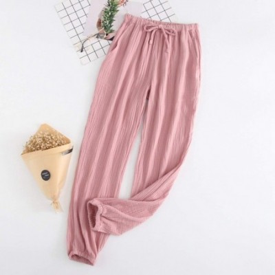 Sets Couples Cotton Gauze Crepe Pyjamas Women Spring and Summer Pajama Pants Clothing B - Female Orange - CQ18YCTEIQC